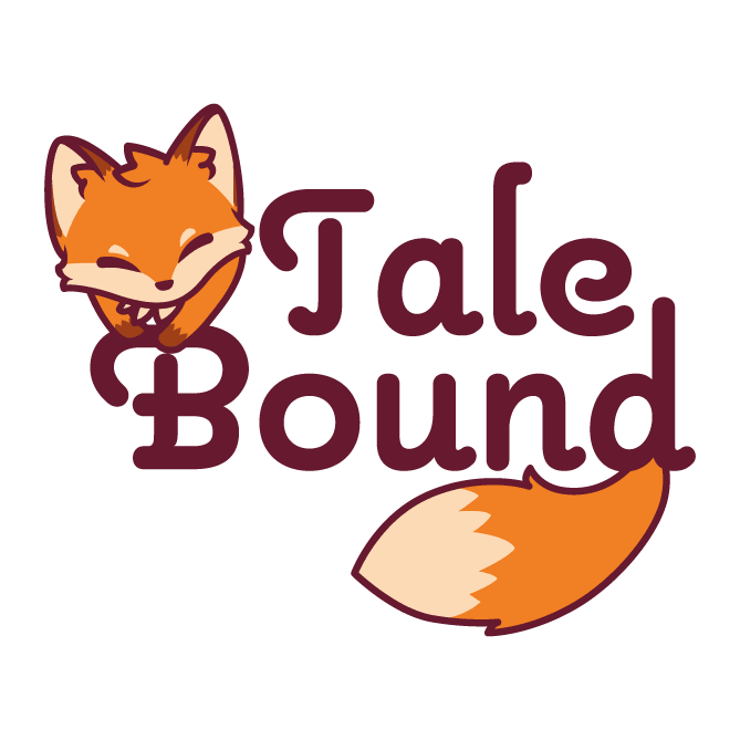 Talbound Logo with a fox head and tail wrapped around the TaleBound text